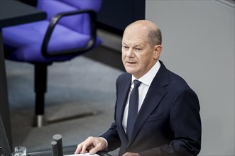 Federal Chancellor Olaf Scholz makes a government declaration in the German Bundestag, Berlin,