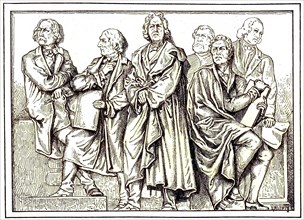 From left Wilhelm von Kaulbach, Peter von Cornelius, Christian Daniel Rauch, Gustav Blaeser, Karl