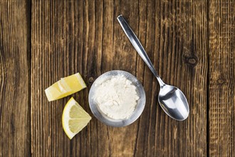 Some healthy Lemon powder (selective focus, close-up shot)