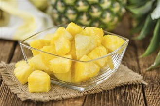 Some homemade Pineapple (sliced) as detailed close-up shot, selective focus