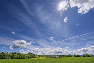 Foehn clouds, near Kempten, Allgäu, Swabia, Bavaria, Germany, Europe