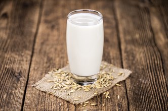 Portion of Oat Milk as detailed close-up shot, selective focus