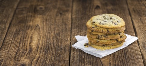 Chocolate Chip Cookies as detailed close-up shot, selective focus