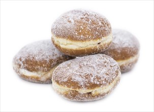 Portion of homemade Berliner Doughnuts (selective focus, close-up shot)