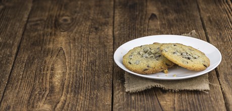 Chocolate Chip Cookies as detailed close-up shot, selective focus