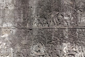 Reliefs in Bayon temple complex (Ankor Wat, Cambodia)