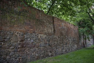 Remains of the medieval city wall in the Mitte district, Berlin, Germany, Europe