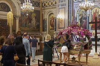 Worshippers at the Good Friday ceremony, Greek Orthodox Cathedral of the Annunciation, Mitropolis,