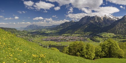 Mountain panorama from south-west on Oberstdorf, Oberallgäu, Allgäu, Bavaria, Germany, Europe