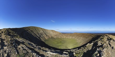 Panorama from the crater rim into the crater of Caldera Blanca, Parque Natural de Los Volcanes,