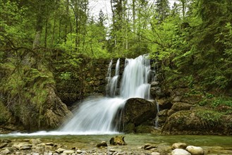 Long exposure of a waterfall on the Steigbach in the Steigbachtobel near Immenstadt in Oberallgäu,