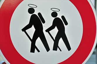 Traffic sign, Passage prohibited for pilgrims, Germany, Europe