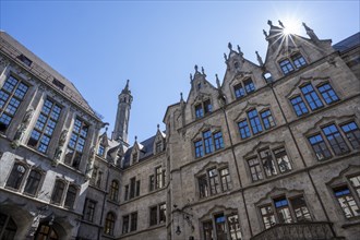 Inner courtyard, Sonnenstern, New Town Hall, Munich, Bavaria, Germany, Europe