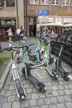 Designated parking space for electric scooters in the city centre, Nuremberg, Middle Franconia,