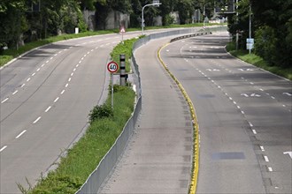 Bundesstrasse B14, Cannstatter Strasse, empty, closed, daytime, speed limit 40 km, Poliscan speed