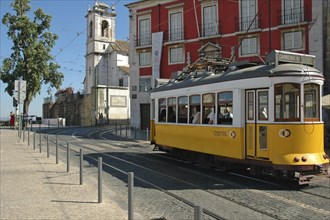 Yellow Tram in Alfama, Lisbon