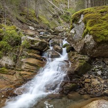 Cascades at the stream near Pufels, Bula, below the Seiser Alm, South Tyrol, Italy, Europe