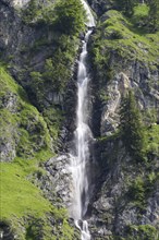 Lake walls with waterfall in Oytal, near Oberstdorf, Allgäu Alps, Oberallgäu, Allgäu, Bavaria,