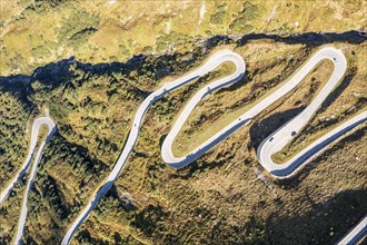Aerial view of mountain road Nufenenpass, Switzerland, Europe