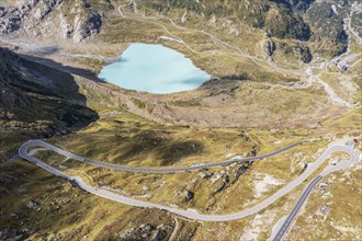 Aerial view of Sustenpass, swiss mountain pass, Switzerland, Europe