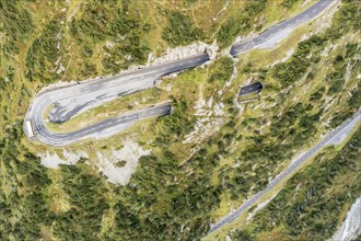Aerial view of Sustenpass, swiss mountain pass, Switzerland, Europe