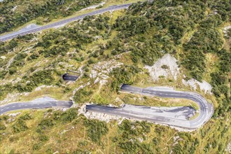 Aerial view of Sustenpass, swiss mountain pass, Switzerland, Europe