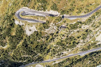 Aerial view of Sustenpass, swiss mountain pass, Switzerland, Europe