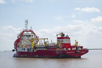 Dredger TEUNIS HUIBERTUS, at the seaport, Delfzijl, Netherlands