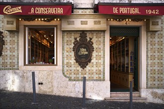 Pub, Tapas Bar, House facade, Azulejos, Tiles, Tile decoration, Lisbon, Portugal, Europe