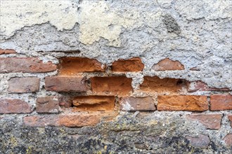 Old wall with crumbling plaster