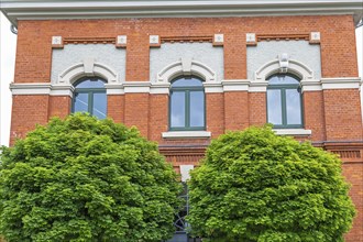 Brick façade of a refurbished industrial building