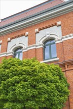 Brick façade of a refurbished industrial building