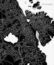City map of Stavanger, Norway. Dark background version for infographic and marketing projects