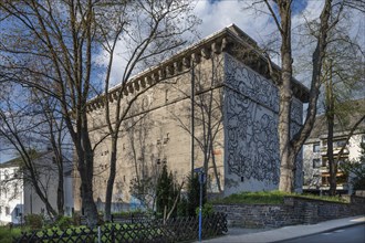 Graffiti-painted bunker, built in 1933, Burgstr., Siegen, North Rhine-Westphalia, Germany, Europe