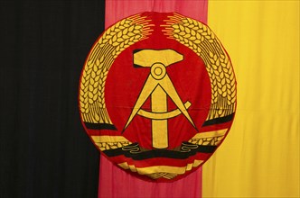 Close-up of the former ddr gdr german flag in black red gold