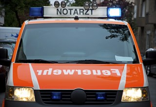 German notarzt ambulance car with blue light