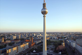 Aerial image of berlin skyline and tv tower at sunset