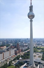 Aerial photo of th berlin television tower and skyline