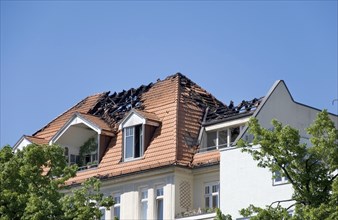 Day after a big fire in a roof of a house