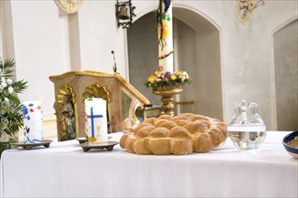 Last supper items on an altar
