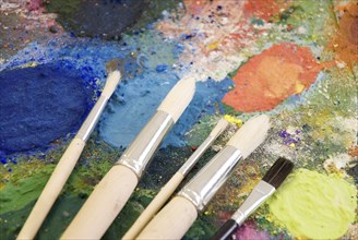 Brushes on an artistÂ´s palette