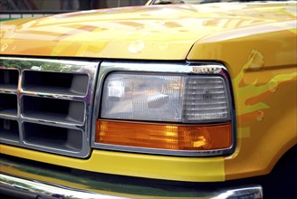 Detail headlights from a pickup truck