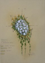 Bouquet of flowers, design floral decoration for wedding, pencil drawing, sketch, mixed media,