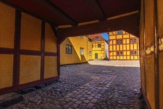 Kerteminde, Andresens Gaard, historic merchant's yard, restored half-timbered house, ensemble,