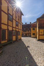 Kerteminde, Andresens Gaard, historic merchant's yard, restored half-timbered house, ensemble,