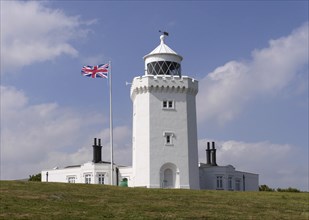 The South Foreland lighthouse above the famous chalk cliffs of Dover