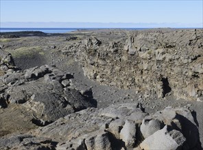 Gorge at the bridge between the continents, Reykjanes, Iceland, Europe