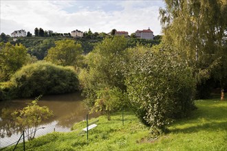 Dorndorf park on the Saale river with a view of the Dornburg castles Palace Dornburg overlooking an