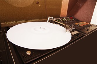 A classic record player with the latest vinyl