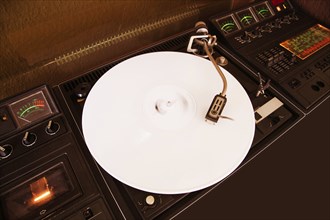 A classic record player with the latest vinyl